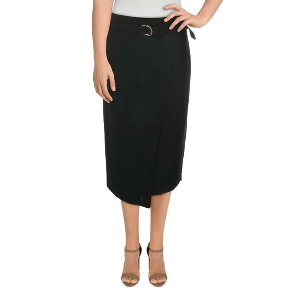 Donna Karan Faux Wrap Belted Skirt - Picture 2 of 3